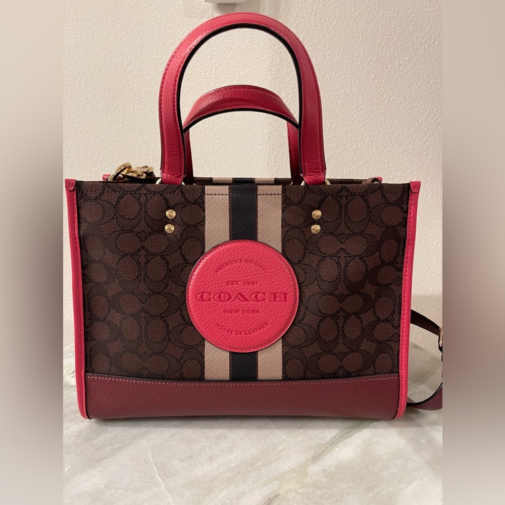 Coach Dempsey Carryall In Signature Jacquard With Stripe and Coach Patch